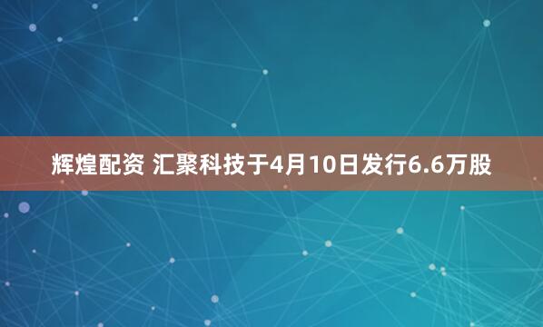 辉煌配资 汇聚科技于4月10日发行6.6万股