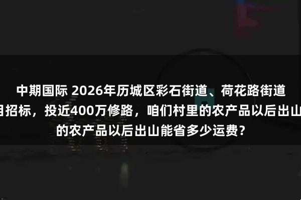 中期国际 2026年历城区彩石街道、荷花路街道生产路建设项目招标，投近400万修路，咱们村里的农产品以后出山能省多少运费？